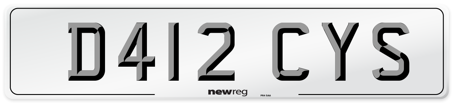 D412 CYS Number Plate from New Reg